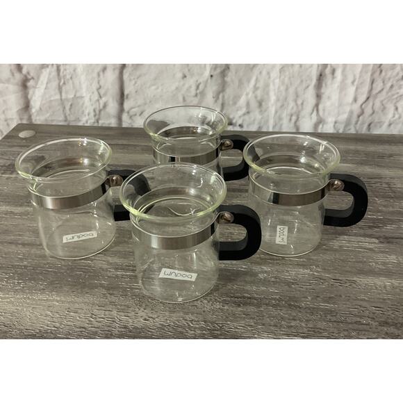 Mubod Bistro Black Handle Expresso Mugs / Cups 6 Oz Set of 4